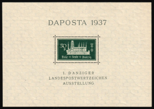 1937 Danzig Gdansk, Germany, Souvenir Sheet (Mi. Bl. 1 b, CV $20, MNH)