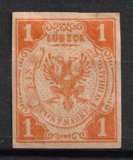 1862 1s Lubek, German States, Germany (Mi. 7, CV $140)