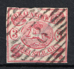 1862 3sgr Braunschweig, German States, Germany (Mi. 12 A, Used, CV $360)