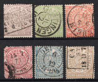 1868 North Germany, German States, Germany (Mi. 13 - 18, Signed, Full Set, Used, CV $50)