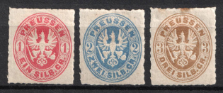 1861 Prussia, German States, Germany (Mi. 16 - 18, CV $40)