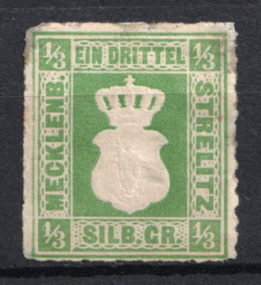 1864 1/3sgr Mecklenburg-Sterlitz, German States, Germany (Mi. 2, CV $130)