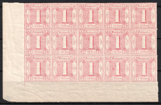 1866 Thurn and Taxis, German States, Germany, Corner Block (Mi. 48, CV $150)