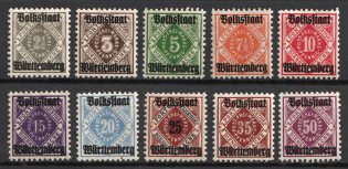 1919 Wurttemberg, German States, Germany (Mi. 134 - 143, Full Set, CV $140)