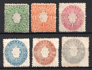 1863-67 Saxony, German States, Germany (Mi. 14 - 19, Signed, Full Set, CV $50)