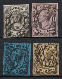 1855-63 Saxony, German States, Germany (Mi. 8 - 11, Used, CV $80)