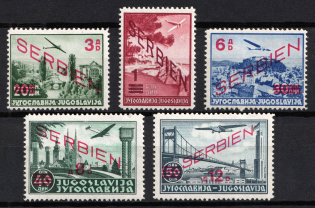 1941 Serbia, German Occupation, Germany, Airmail (Mi. 26 - 30, Full Set, CV $50)
