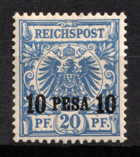1893 10p on 20pf East Africa, German Colonies, Germany (Mi. 4, CV $40)