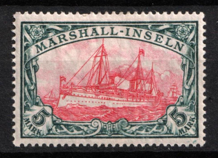 1901 5m Marshall, German Colonies, Kaiser’s Yacht, Germany (Mi. 25, CV $200)