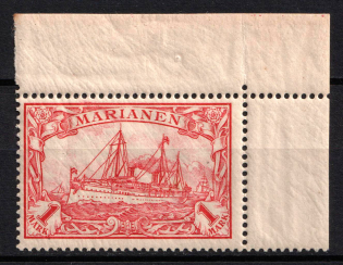 1901 1m Mariana, German Colonies, Kaiser’s Yacht, Germany (Mi. 16, Corner Margin, CV $30, MNH)