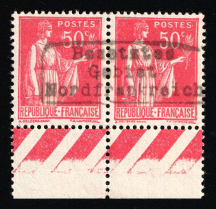 1940 50c Dunkirk, German Occupation of France, Germany, Pair (Mi. 2 I, Margin, Red Control Strips, CV $360)