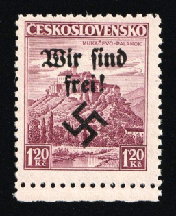 1938 1.20kc Occupation of Rumburg, Sudetenland, Germany (Mi. 10, Margin, CV $30, MNH)