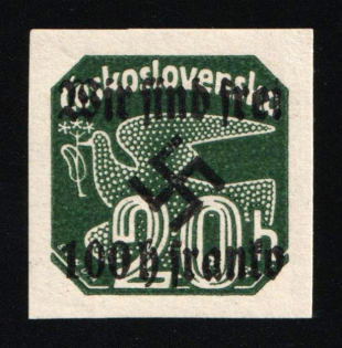 1938 100h on 20h Occupation of Rumburg, Sudetenland, Germany (Mi. 33, CV $30, MNH)