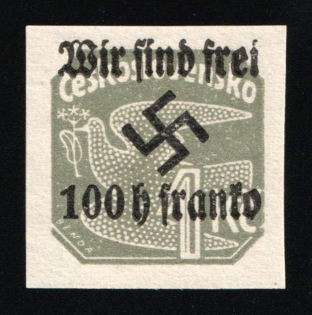 1938 100h on 1kc Occupation of Rumburg, Sudetenland, Germany (Mi. 35, CV $80, MNH)