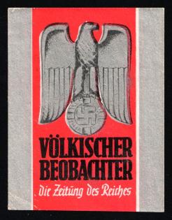 1933-1945 'Volkischer Beobachter - the Empire Newspaper', Propaganda Label Stamp, Third Reich Nazi Germany
