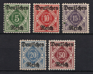 1920 Weimar Republic, Germany, Official Stamps (Mi. 52 - 56, Full Set, CV $30)