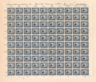 1938 (8 Jul) 25pf Exhibition for the 100th Anniversary of Ferdinand von Zeppelin, Third Reich, Germany, Airmail, Full Sheet with Autographs (Mi. 669, Sheet Inscription, CV $2,200+)