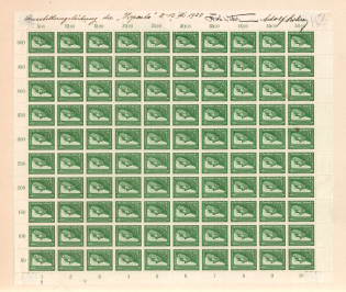 1938 (8-12 Jul) 50pf Exhibition for the 100th Anniversary of Ferdinand von Zeppelin, Third Reich, Germany, Airmail, Full Sheet with Autographs (Mi. 670, Sheet Inscription, CV $3,400+)