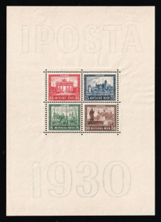 1930 Third Reich, Germany, Souvenir Sheet 'IPOSTA' (Mi. Block 1, CV $715)