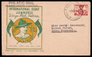 1948 (15 Nov) 'Pan-Pacific Jamboree Scouts', Australia, FDC Cover from and to South Toowoomba franked with Mi. 193