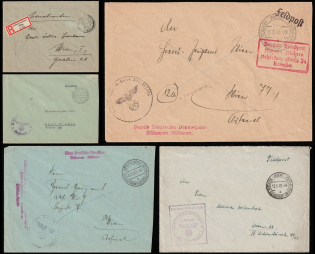 1940-44 Third Reich, Germany, German Service Post, Feldpost Field Post, Stock of Covers through Bohemia and Moravia