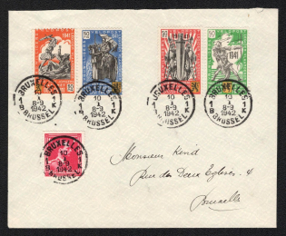 1942 Belgian Flemish Legion, Germany, Brussels locally addressed cover franked with full set of Mi. I - IV, and Belgium 424 x, CV $265