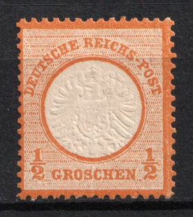 1872 1/2gr German Empire, Large Breast Plate, Germany (Mi. 18, Signed, CV $70)