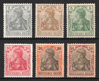 1902 German Empire, Germany (Mi. 68 - 71, 74, 76, CV $260)