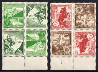 1938 Third Reich, Germany, Tete-beches, Se-tenants, Zusammendrucke, Blocks of Four (Mi. K 33, K 34, Margins, CV $60, MNH)