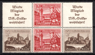 1939 Third Reich, Germany, Se-tenant, Zusammendrucke, Block (Mi. W 141, W 145, CV $60, MNH)