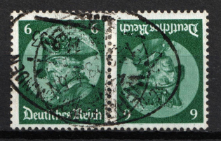 1933 6pf Third Reich, Germany, Tete-beche, Se-tenant, Zusammendrucke (Mi. K 17, Used, CV $50)