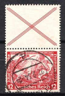 1933 12pf Third Reich, Germany, Wagner, Se-tenant, Zusammendrucke (Mi. S 114, Used, CV $160)