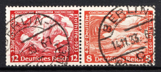 1933 Third Reich, Germany, Wagner, Se-tenant, Zusammendrucke, Pair (Mi. W 55, Used, CV $50)