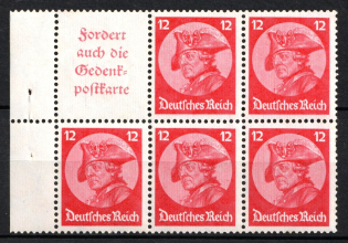 1933 Third Reich, Germany, Se-tenant, Zusammendrucke, Block (Mi. H-Bl. 75 A, CV $200, MNH)