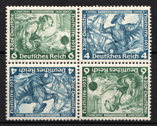 1933 Third Reich, Germany, Wagner, Tete-beche, Se-tenant, Zusammendrucke, Block of Four (Mi. W 47, CV $100, MNH)