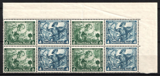1933 Third Reich, Germany, Wagner, Se-tenant, Zusammendrucke, Block (Mi. W 47, Corner Margin, CV $480, MNH)