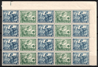 1933 Third Reich, Germany, Wagner, Se-tenant, Zusammendrucke, Block (Mi. W 47, W 50, Corner Margin, CV $620, MNH)