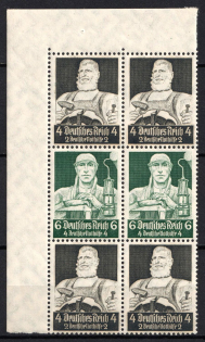 1934 Third Reich, Germany, Se-tenant, Zusammendrucke, Block (Mi. S 220, Corner Margin, CV $60, MNH)