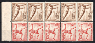 1936 Third Reich, Germany, Se-tenant, Zusammendrucke, Block (Mi. H-Bl. 105 B, CV $80, MNH)