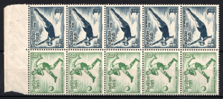 1936 Third Reich, Germany, Se-tenant, Zusammendrucke, Block (Mi. H-Bl. 106 B, CV $80, MNH)