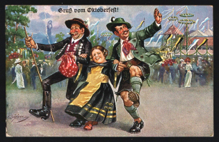 1932 (2 Oct) 'Greetings from Oktoberfest!', Weimar Republic, Germany, Postcard from Munich to Neumarkt franked with 6pf