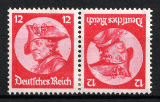 1933 12pf Third Reich, Germany, Tete-beche, Se-tenant, Zusammendrucke (Mi. K 18, CV $30)
