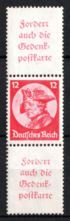1933 12pf Third Reich, Germany, Se-tenant, Zusammendrucke (Mi. S 103, CV $90)