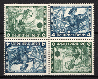 1933 Third Reich, Germany, Wagner, Tete-beche, Se-tenant, Zusammendrucke, Block of Four (Mi. SK 19, CV $180)