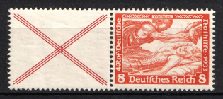 1933 8pf Third Reich, Germany, Wagner, Se-tenant, Zusammendrucke, Pair (Mi. W 51, Signed, CV $60)