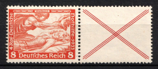 1933 8pf Third Reich, Germany, Wagner, Se-tenant, Zusammendrucke, Pair (Mi. W 53, CV $160)