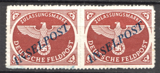 1944 Germany Reich Military Mail Fieldpost 'INSELPOST' Pair (Signed)