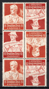 1934 Third Reich, Germany, Se-tenant, Zusammendrucke, Block (Mi. S 228, S 230, CV $40)