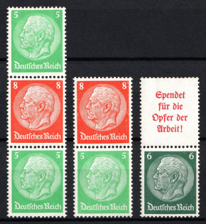 1934 Third Reich, Germany, Se-tenants, Zusammendrucke (Mi. S 120 - S 121, S 123, CV $50)