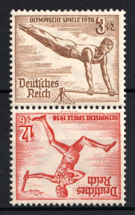 1936 Third Reich, Germany, Tete-beche, Se-tenant, Zusammendrucke (Mi. SK 28, CV $30)